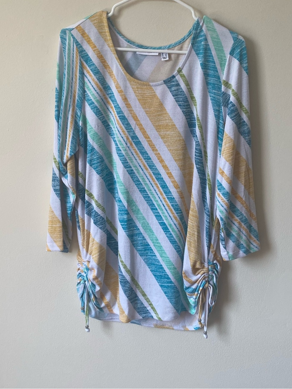 Susan Graver Striped Drawstring Hem Women's Top